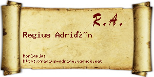 Regius Adrián névjegykártya