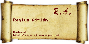 Regius Adrián névjegykártya